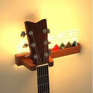 Guitar Wall Mount Light Up Stand LED Lights Wood Music Accessory New